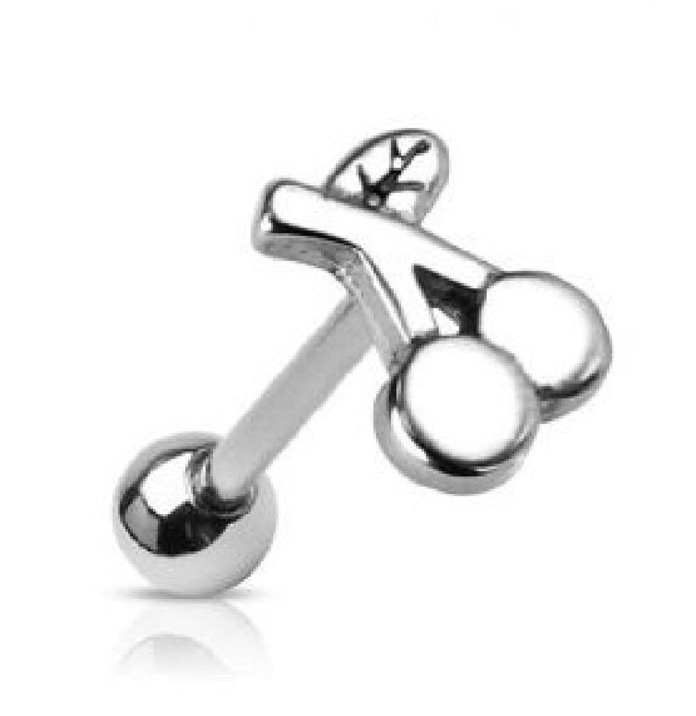 Casted Cherry Tongue Ring | 14G 5/8” Bar | Stainless Steel